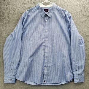UNTUCKit Shirt Keermont WF Mens Size XXL Button Front Long Sleeve Blue Striped